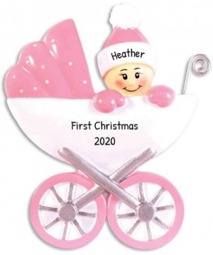 Personalized Baby in Carriage Christmas Tree Ornament 2020 - Girl Santa Hat Sleep Vintage Stroll Buggy Car God New Mom Shower...
