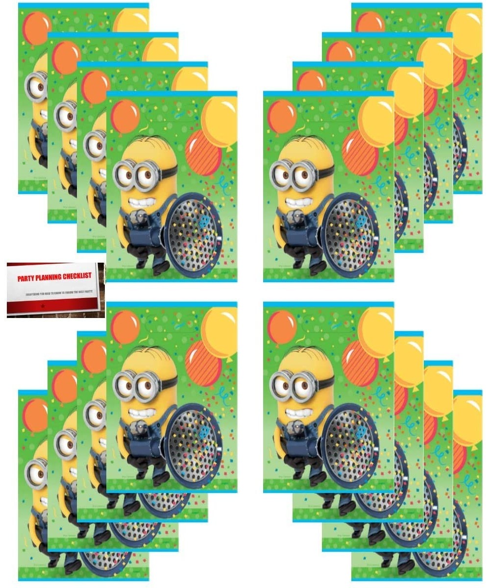 (16 Pack) Despicable Me Minions Birthday Party Plastic Loot Treat Candy Favor Goodie Bags (Plus Party Planning Checklist by M...