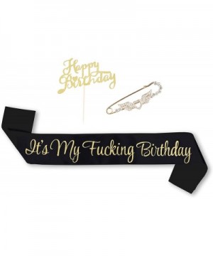 Happy Birthday Sash Birthday Accessories Its My Fing Birthday Sash with Funny Saying in Black and Gold Glitter Letters- Pin a...