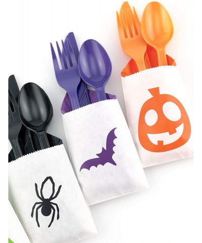 Halloween Cutlery - 24 Set Utensils Napkins Fall Harvest Pumpkin Party Supplies - CQ18IDR9KHA $18.36 Party Packs