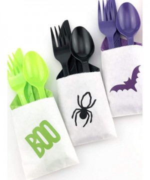 Halloween Cutlery - 24 Set Utensils Napkins Fall Harvest Pumpkin Party Supplies - CQ18IDR9KHA $18.36 Party Packs