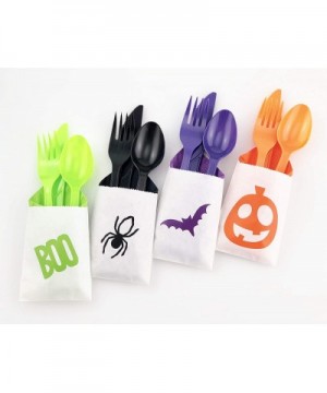 Halloween Cutlery - 24 Set Utensils Napkins Fall Harvest Pumpkin Party Supplies - CQ18IDR9KHA $18.36 Party Packs