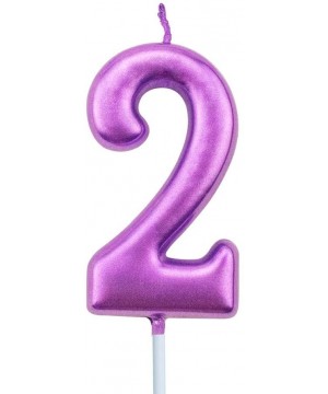 2nd Birthday Candle Two Years Purple Happy Birthday Number 2 Candles for Cake Topper Decoration for Party Kids Adults Numeral...