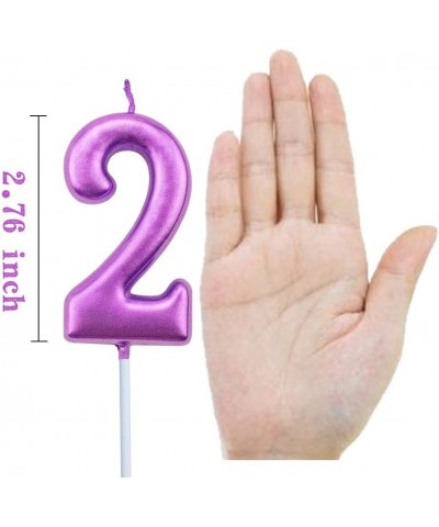 2nd Birthday Candle Two Years Purple Happy Birthday Number 2 Candles for Cake Topper Decoration for Party Kids Adults Numeral...