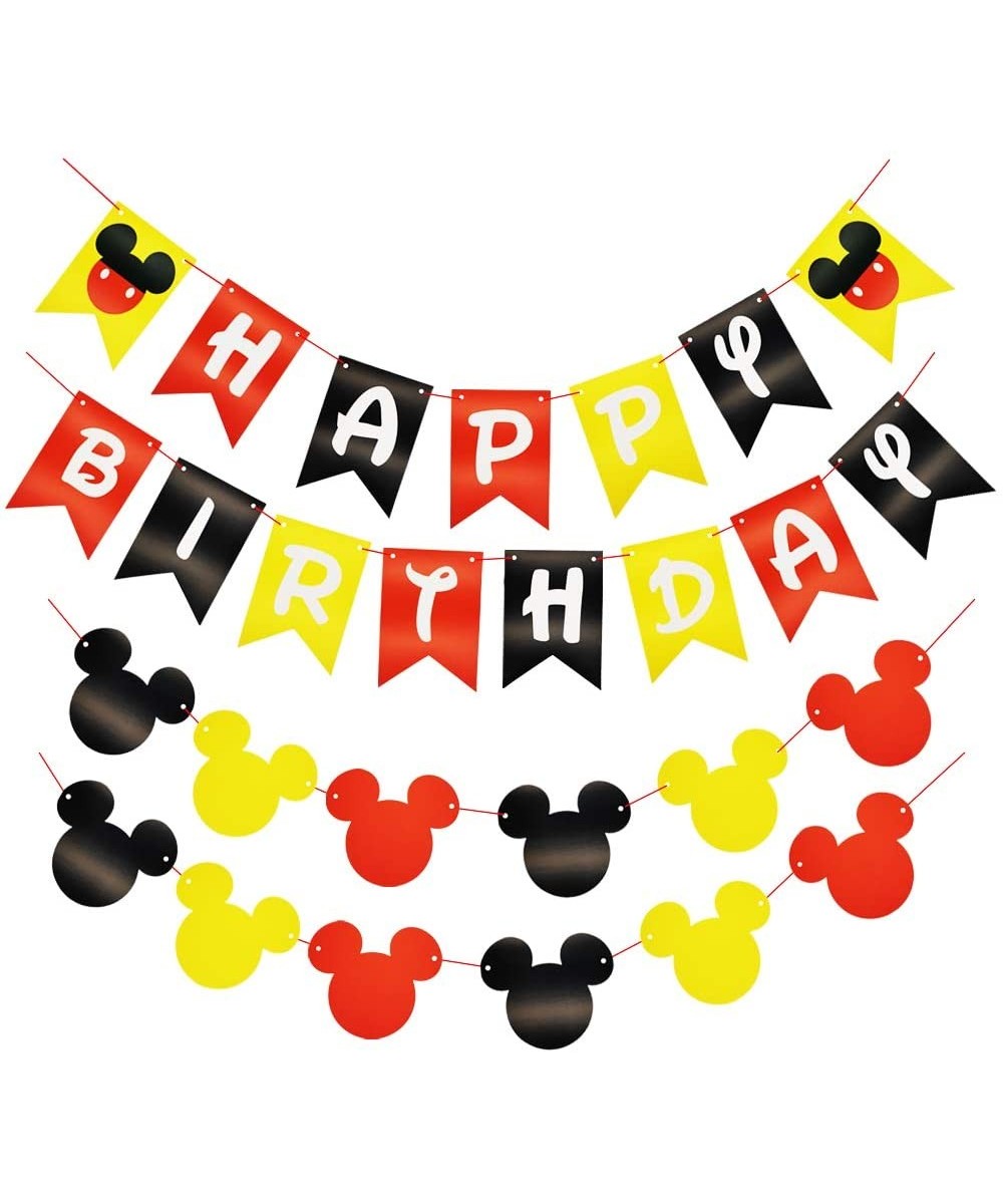 Colorful Happy Birthday Banner with Mickey Style Bunting- Mickey-themed Birthday Party Supplies - C119C2L00LX $7.35 Banners