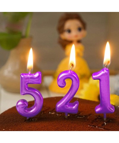 2nd Birthday Candle Two Years Purple Happy Birthday Number 2 Candles for Cake Topper Decoration for Party Kids Adults Numeral...