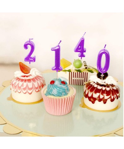 2nd Birthday Candle Two Years Purple Happy Birthday Number 2 Candles for Cake Topper Decoration for Party Kids Adults Numeral...