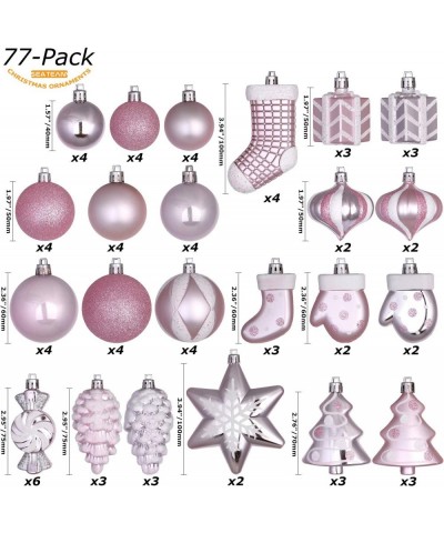 77-Pack Assorted Shatterproof Christmas Balls Christmas Ornaments Set Decorative Baubles Pendants with Reusable Hand-held Gif...