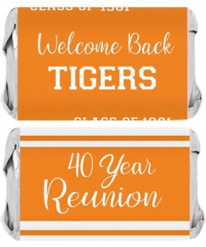 Personalized Class Reunion Mini Candy Bar Wrappers - 45 Stickers (Orange) - Orange - CL196Q45QG7 $10.66 Favors