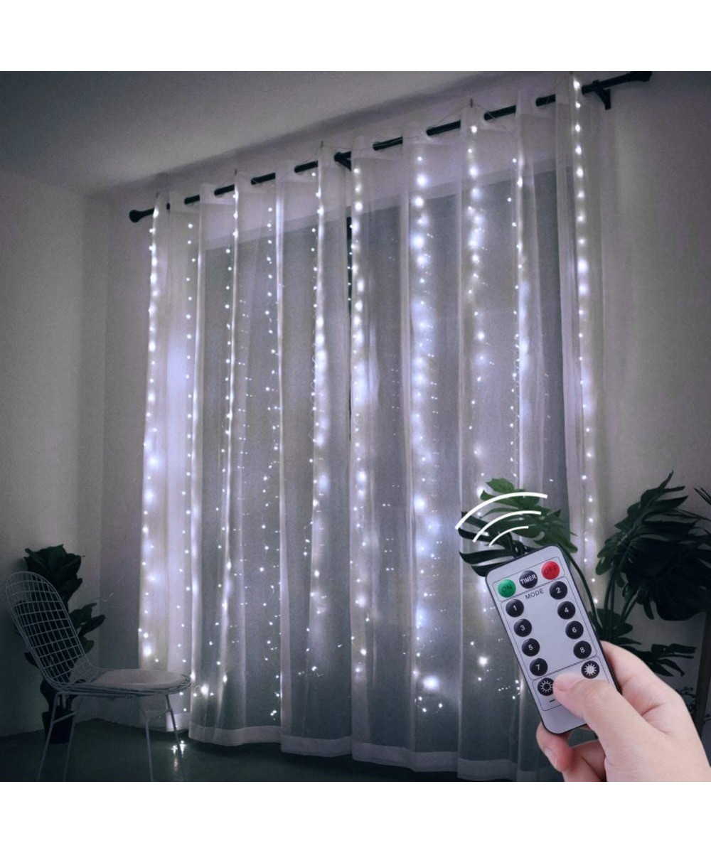 Window Curtain String Lights- 300 LED USB Powered String Lights- 8 Lighting Modes Waterproof Decorative Lights for Bedroom We...
