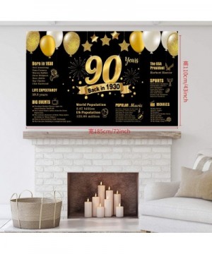 90th Birthday Decoration Backdrop Back in 1930 Sign for Men Women Birthday Party Anniversary Background Black Gold Photo Stud...