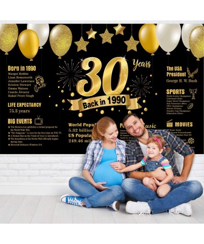 90th Birthday Decoration Backdrop Back in 1930 Sign for Men Women Birthday Party Anniversary Background Black Gold Photo Stud...