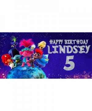 Personalized Birthday Banner for Trolls Theme Party 24"x 48 - CK198QRZLTQ $23.17 Banners & Garlands