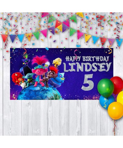 Personalized Birthday Banner for Trolls Theme Party 24"x 48 - CK198QRZLTQ $23.17 Banners & Garlands