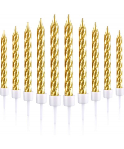 50 Pieces Spiral Cake Candles in Holders Metallic Cake Cupcake Candles Short Thin Cake Candles for Birthday Wedding Party Cak...