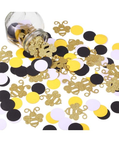 360 Pieces Bee Confetti Gold Glitter Bee Confetti Yellow Black Circle Confetti for Bee Themed Party Baby Shower Birthday Tabl...