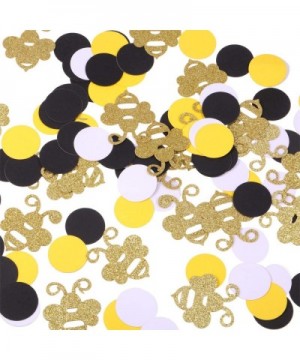 360 Pieces Bee Confetti Gold Glitter Bee Confetti Yellow Black Circle Confetti for Bee Themed Party Baby Shower Birthday Tabl...