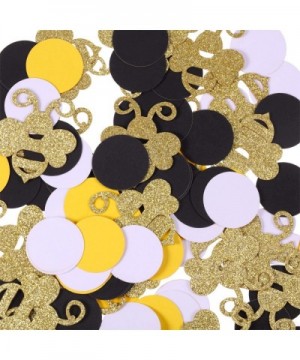 360 Pieces Bee Confetti Gold Glitter Bee Confetti Yellow Black Circle Confetti for Bee Themed Party Baby Shower Birthday Tabl...