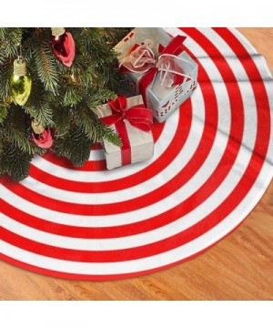 Decor White Red Christmas Tree Skirt- Lollipop Design Merry Xmas Party Supplies Large Tree Mat Decoration Ornaments 30 - Whit...