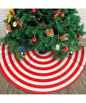 Decor White Red Christmas Tree Skirt- Lollipop Design Merry Xmas Party Supplies Large Tree Mat Decoration Ornaments 30 - Whit...