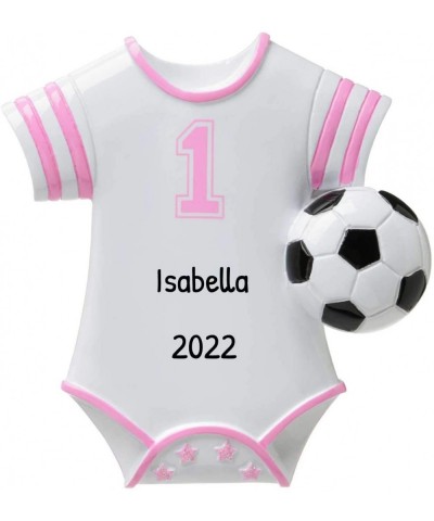 Personalized Pink Soccer Jersey Baby Christmas Tree Ornament 2020 - New Fan Shower Dad Gift Father Favorite Team FIFA Girl Gr...