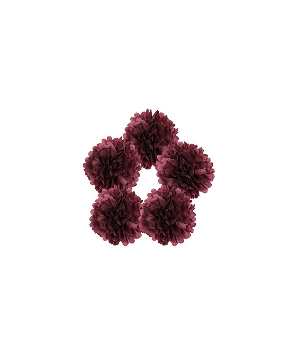 5pcs 16-Inch Raisin Tissue Paper Pom Pom Flower Ball - Raisin - CY12D5MHTEL $11.01 Tissue Pom Poms