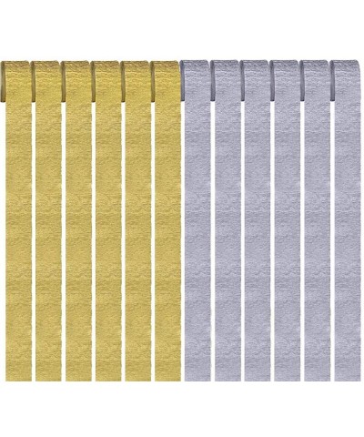 Gold and Silver Crepe Paper Streamers 12 Rolls 2 Color Silver Gold Party Streamer Decorations for Various Birthday Party Wedd...