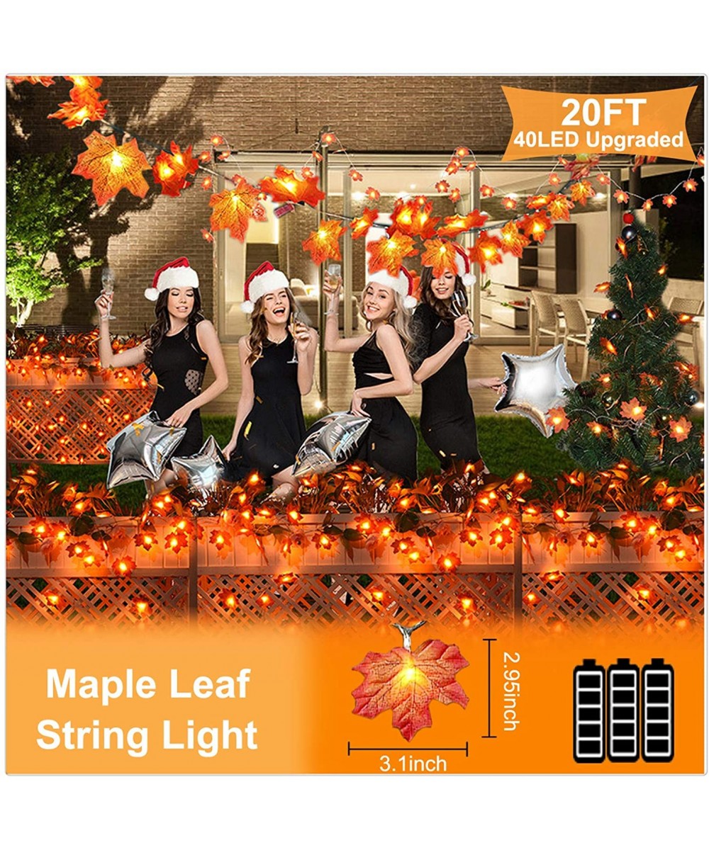 Maple Leaf String Lights- Thanksgiving Decoration Lights- Waterproof String Lights 40 LED Leaf Lights 20 Ft Autumn Garland Li...