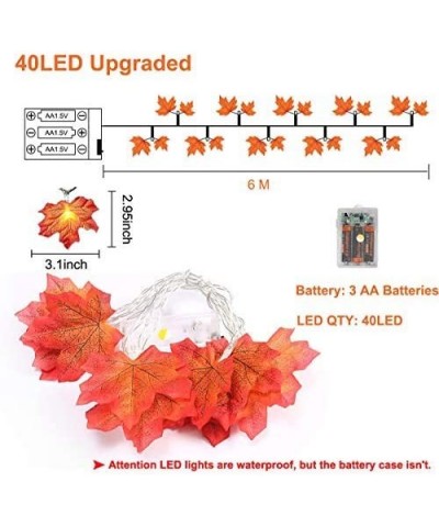 Maple Leaf String Lights- Thanksgiving Decoration Lights- Waterproof String Lights 40 LED Leaf Lights 20 Ft Autumn Garland Li...