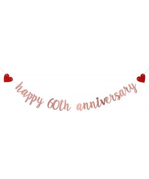 Rose Gold Happy 60th Anniversary Banner - for 60th Wedding Anniversary / 60th Anniversary Party / 60th Birthday Party Decorat...