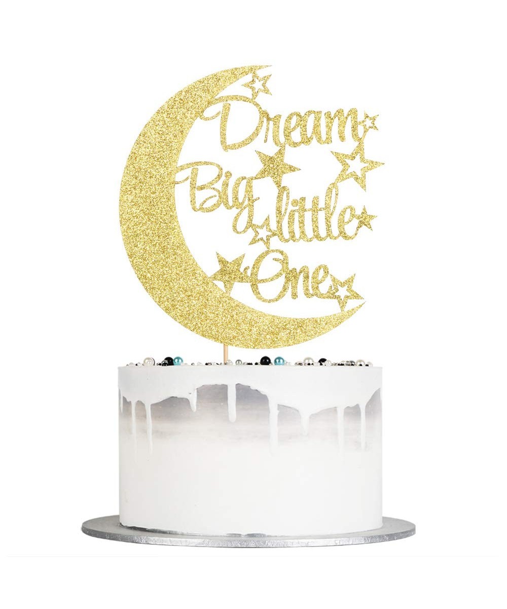 Baby Shower Birthday Cake topper - Dream Big Little One - Gold Glitter Cake Decoration for Childrens Party - CO1939KL632 $8.2...