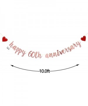 Rose Gold Happy 60th Anniversary Banner - for 60th Wedding Anniversary / 60th Anniversary Party / 60th Birthday Party Decorat...