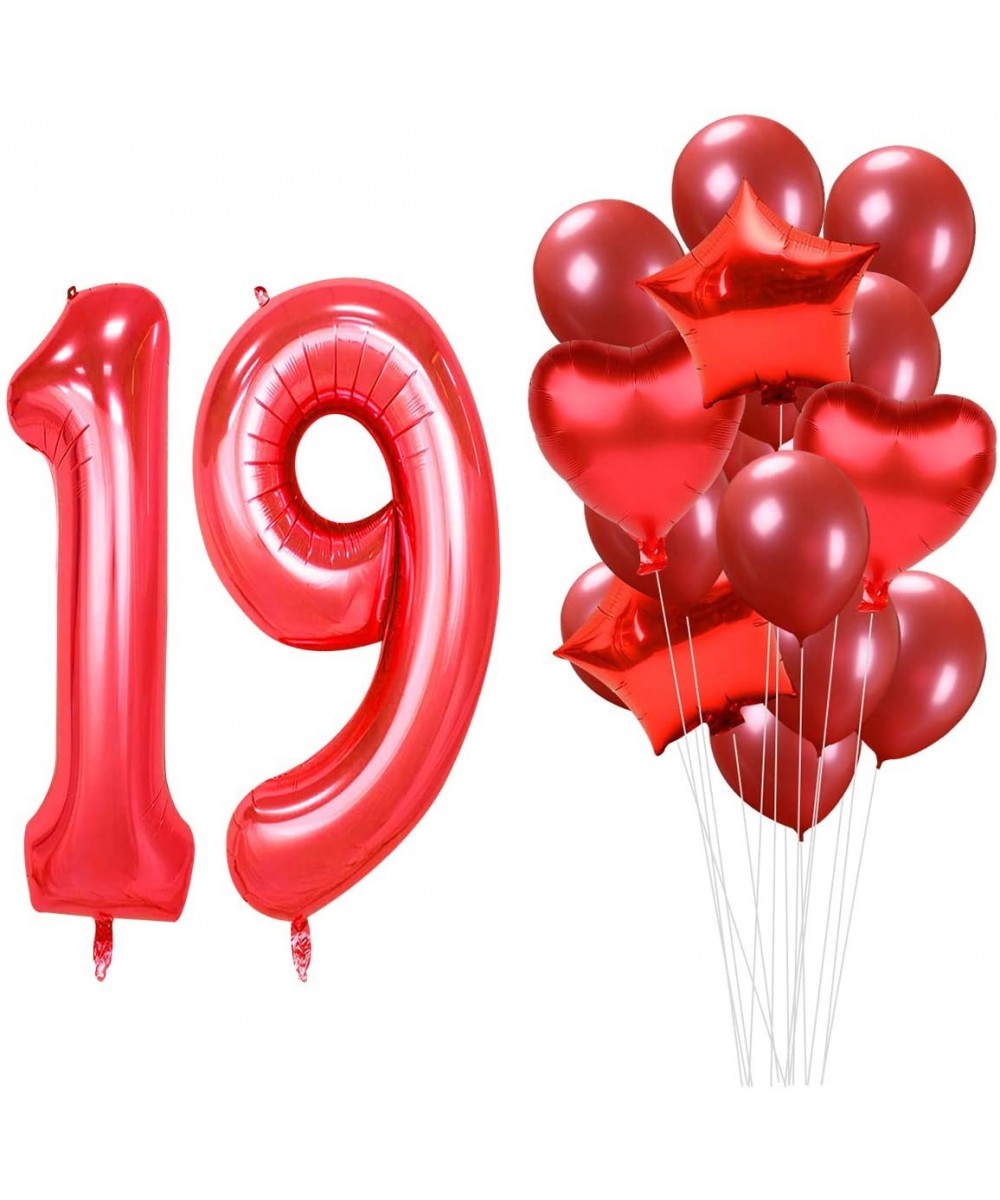 40 Inch Red 19th Birthday Helium Jumbo Digital Number 19 Balloons Kit- Red Latex Balloons Birthday Party Decorations Supplies...