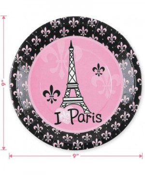 Paris Party Supplies - French Fleur-de-lis"I (Heart) Paris" Paper Dinner Plates and Luncheon Napkins (Serves 16) - French Fle...