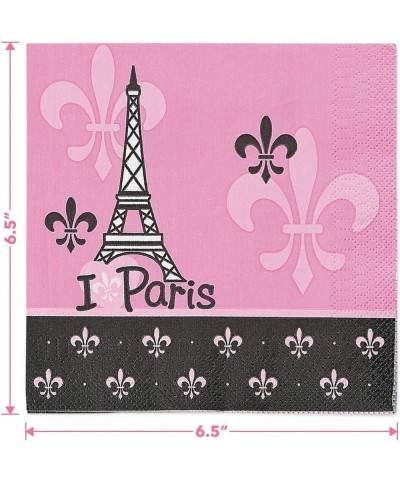 Paris Party Supplies - French Fleur-de-lis"I (Heart) Paris" Paper Dinner Plates and Luncheon Napkins (Serves 16) - French Fle...