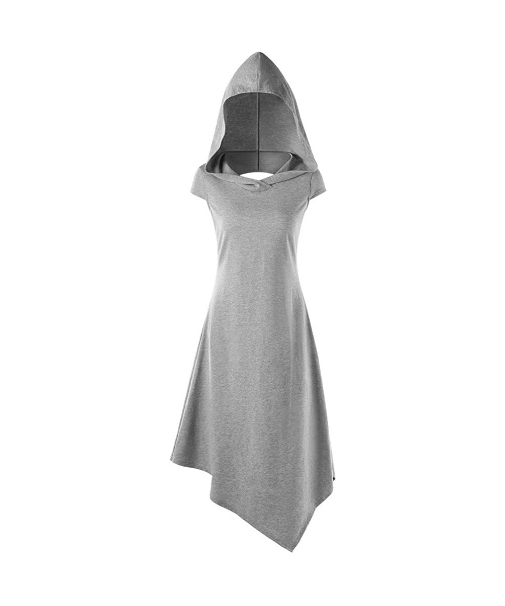 Women Casual Irregular Hood Sweatshirt Ladies Hooded Pullover Blouse Tops - Gray 3 - C5194DRRM76 $12.04 Party Packs