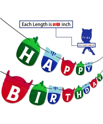 PJ Soft Masks Happy Birthday Banner Kids Party Decorations Felt Garland Supplies - CS18G3CYMUH $7.14 Banners