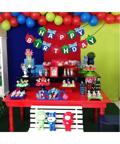 PJ Soft Masks Happy Birthday Banner Kids Party Decorations Felt Garland Supplies - CS18G3CYMUH $7.14 Banners