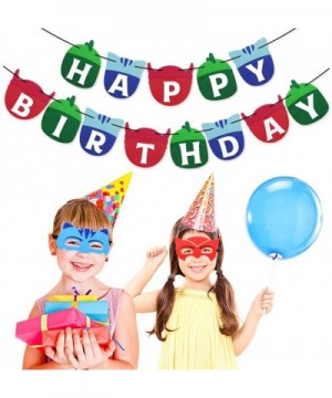 PJ Soft Masks Happy Birthday Banner Kids Party Decorations Felt Garland Supplies - CS18G3CYMUH $7.14 Banners