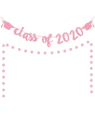 Rose Gold Glittery Class Of 2020 Banner and Rose Gold Glittery Graduation Cap Banner- 2020 Graduation Party Decorations/High ...