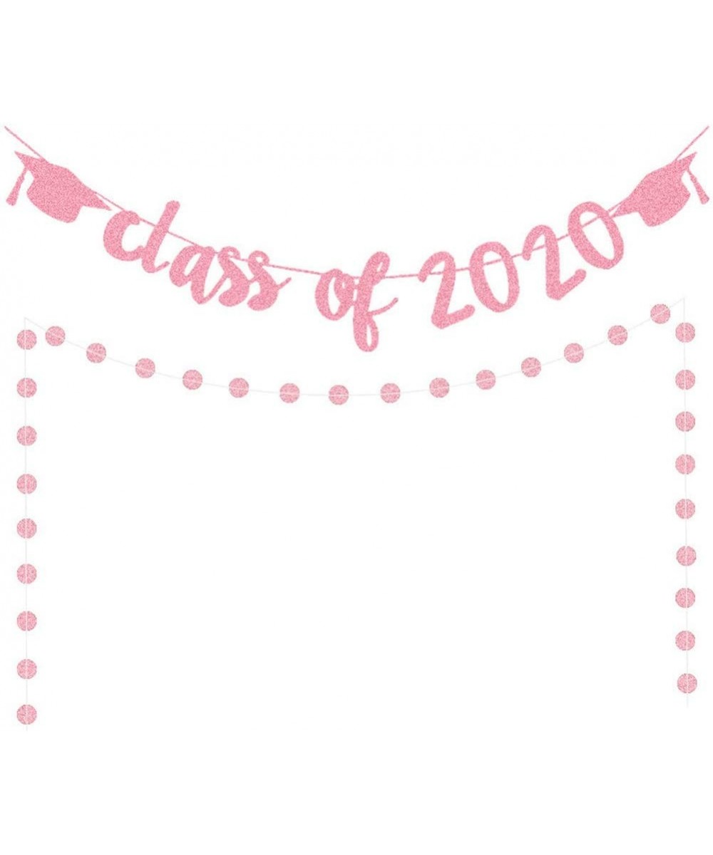 Rose Gold Glittery Class Of 2020 Banner and Rose Gold Glittery Graduation Cap Banner- 2020 Graduation Party Decorations/High ...