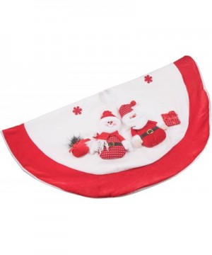 Red and White Christmas Tree Skirt Design with Santa and Snowman - Classic Holiday Decor - Catches Falling Needles Aids in Cl...