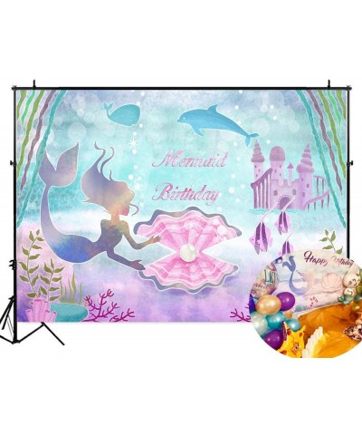 Mermaid Birthday Birthday Party Backdrop for Girls Photography Background Under The Sea Castle Pearl Princess Banner Baby Sho...