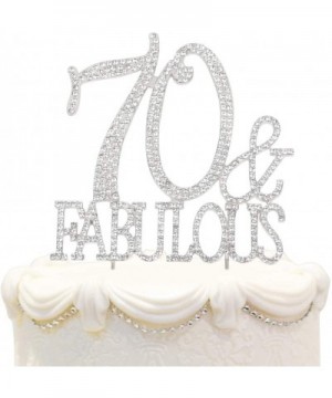 70 & Fabulous Cake Topper 70 Years Birthday Or 70th Wedding Anniversary Silver Crystal Rhinestone Party Decoration - 70-fabul...