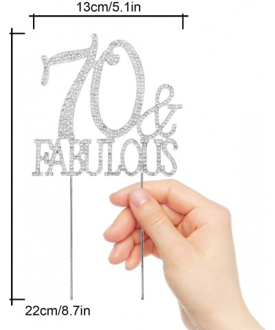 70 & Fabulous Cake Topper 70 Years Birthday Or 70th Wedding Anniversary Silver Crystal Rhinestone Party Decoration - 70-fabul...