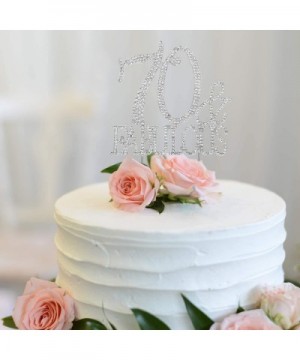 70 & Fabulous Cake Topper 70 Years Birthday Or 70th Wedding Anniversary Silver Crystal Rhinestone Party Decoration - 70-fabul...