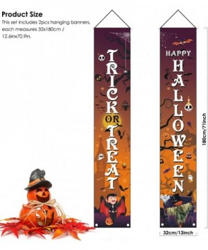 Halloween Banners Trick or Treat Hanging Porch Sign for Holiday Party Decoration - Wsj-02 - C719DC0AGX4 $7.09 Banners & Garlands