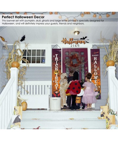 Halloween Banners Trick or Treat Hanging Porch Sign for Holiday Party Decoration - Wsj-02 - C719DC0AGX4 $7.09 Banners & Garlands