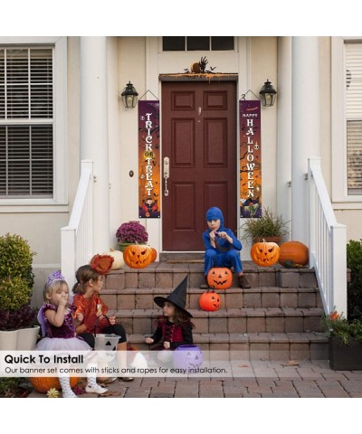 Halloween Banners Trick or Treat Hanging Porch Sign for Holiday Party Decoration - Wsj-02 - C719DC0AGX4 $7.09 Banners & Garlands