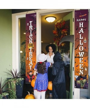 Halloween Banners Trick or Treat Hanging Porch Sign for Holiday Party Decoration - Wsj-02 - C719DC0AGX4 $7.09 Banners & Garlands